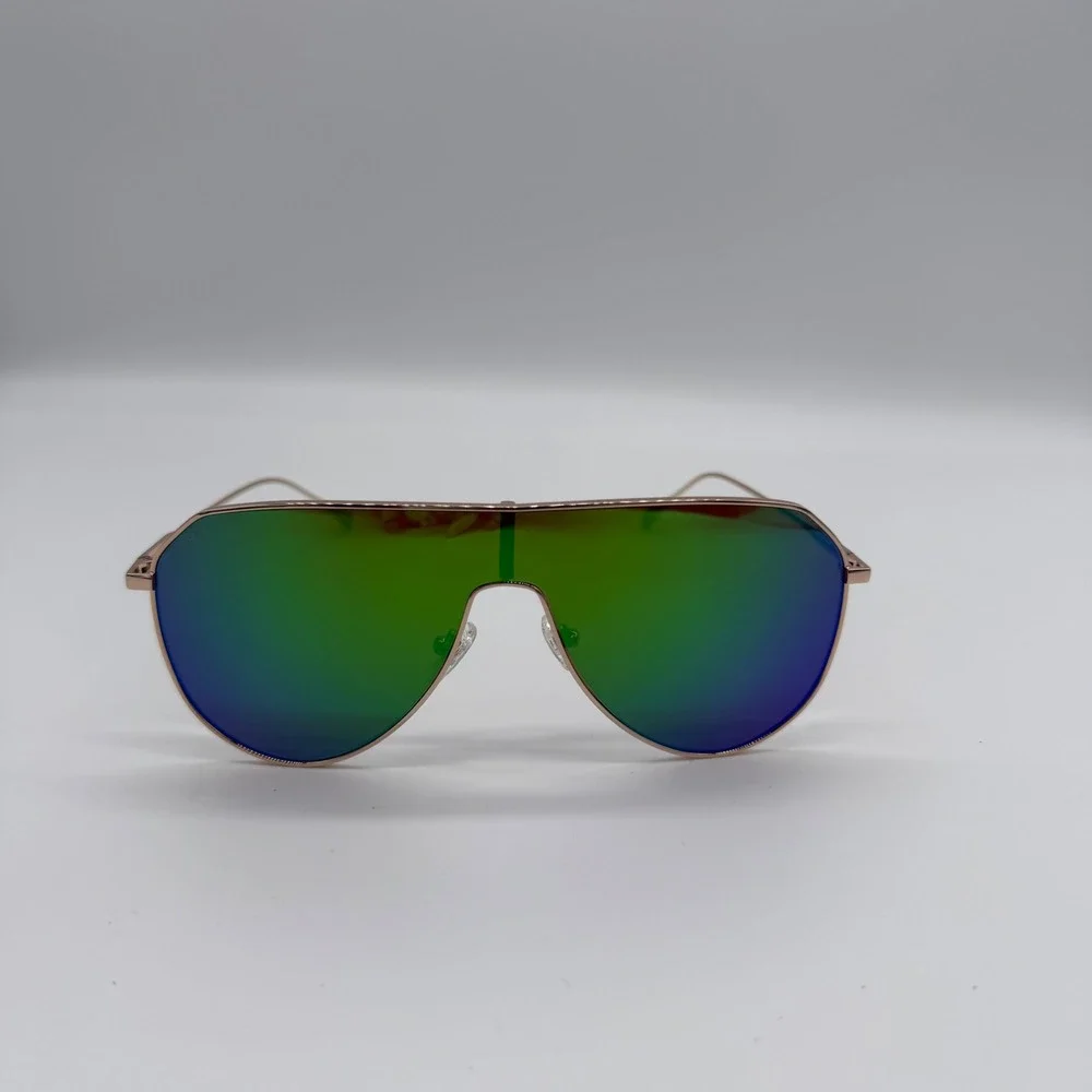 DIFF Dash Shield Sunglasses Gold Green Mirror DE01-0662-GDGIN New